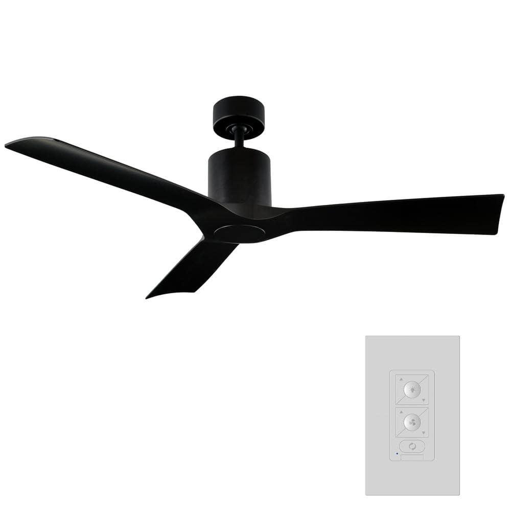 Modern Forms Aviator IndoorOutdoor 3Blade Smart Downrod Ceiling Fan 54 in Matte Black LED Light Kit Adaptable with Remote