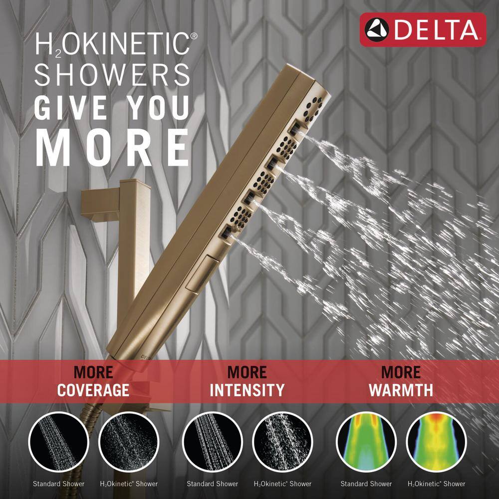 Delta 4-Spray Patterns 1.75 GPM 1.43 in. Wall Mount Handheld Shower Head with H2Okinetic in Lumicoat Champagne Bronze 51140-CZ-PR