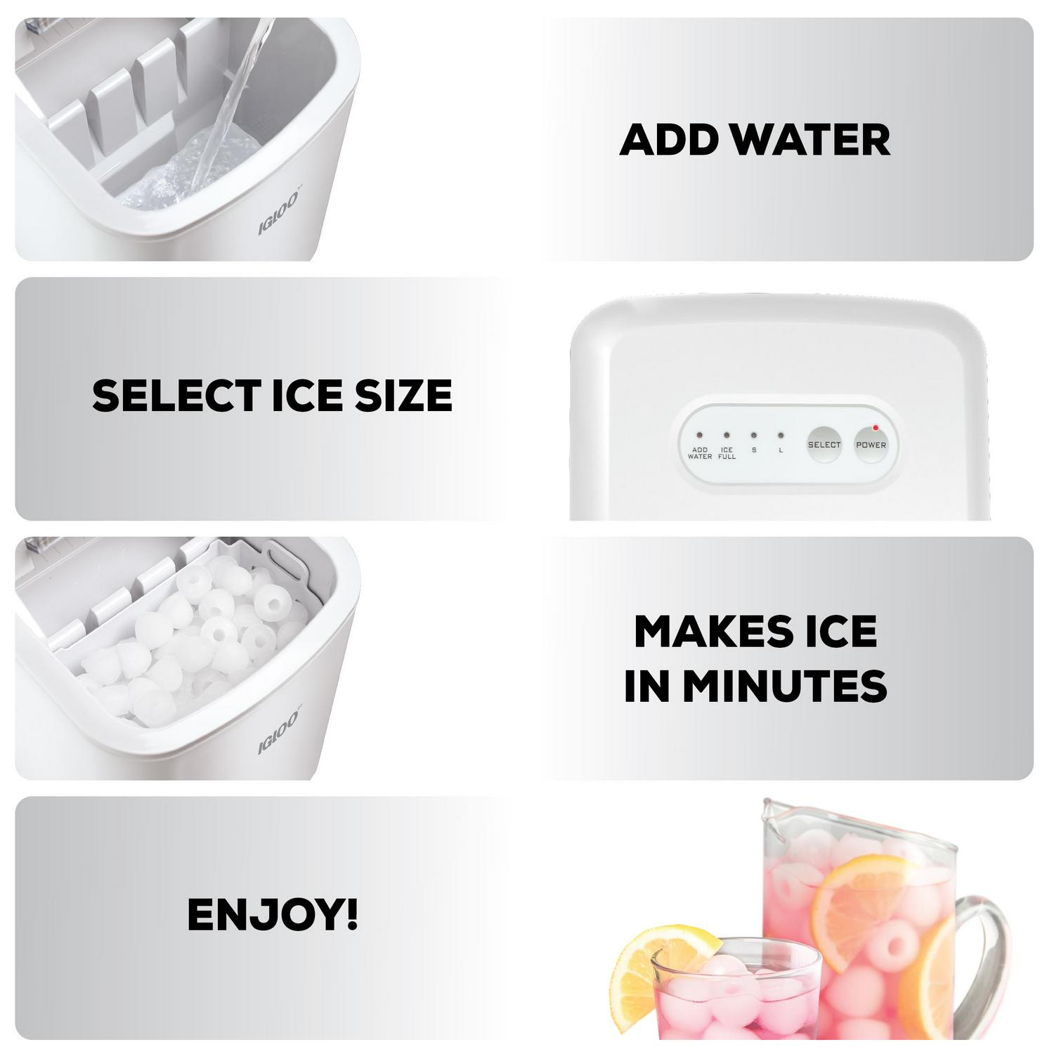 Igloo IGLICEB26WH 26-Pound Automatic Portable Countertop Ice Maker Machine  White