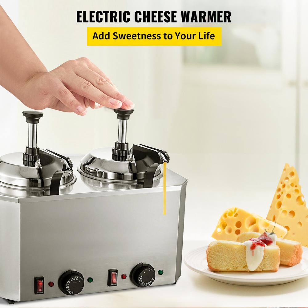 VEVOR Cheese Dispenser with Pump 4.8 Qt. Capacity Cheese Dispenser Dual Head Spout Heater 1300 W Cheese Warmer DRNZB2TBJR0000001V1