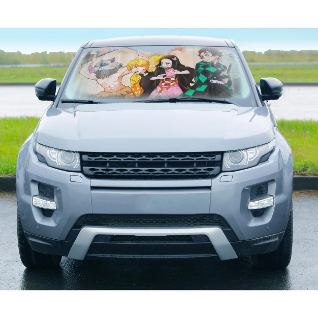 Surreal Entertainment Demon Slayer Characters Accordion Sunshade For Car Windshield 64 X 32 Inches