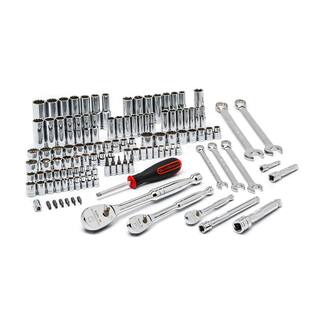 GEARWRENCH 14 in. and 38 in. SAEMetric Mechanics Tool Set with Combination Ratcheting Wrenches (124-Piece) 83001698COMBO