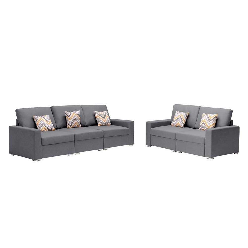 Upholstered Modular Sofa Set with Pillows