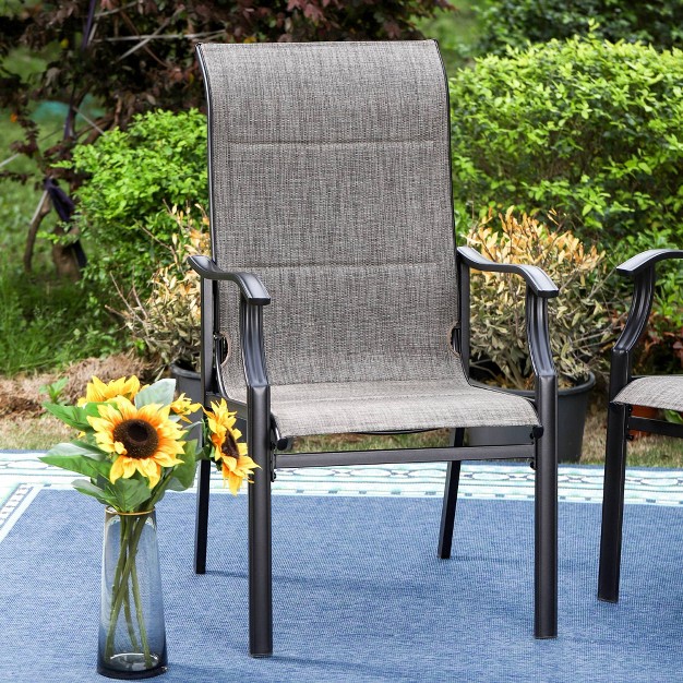 2pk Steel Patio Padded Sling Arm Chairs Captiva Designs