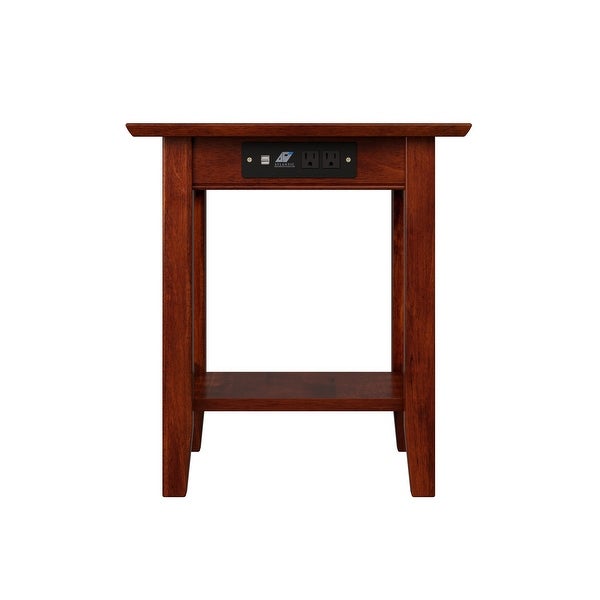 Mission Solid Wood End Table in Walnut with Built-In Charging