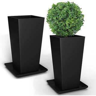 Cubilan Set of 2 Tall Outdoor Planters 24 in. L Planters for Indoor Outdoor Plants Tapered Square Flower Pots B0BW97T45B