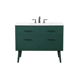 Simply Living 42 in. W x 22 in. D x 33.5 in. H Bath Vanity in Green with Ivory White Quartz Top SL123126MGN