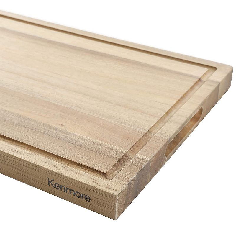 Kenmore Archer 21 Inch Acacia Wood Cutting Board with Groove Handles