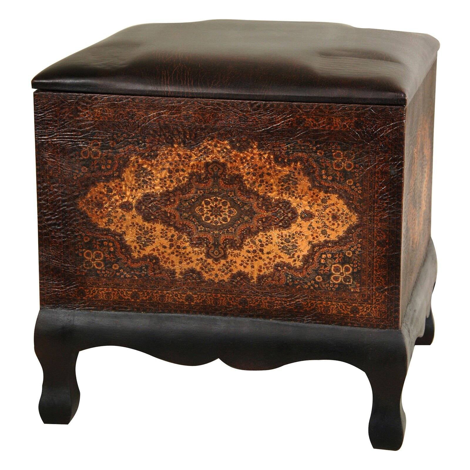 Oriental Furniture Olde-Worlde Baroque Ottoman/Stool, foot stool, European style, living room décor, bedroom décor, 16.00"H