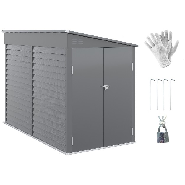 Outsunny Metal Garden Storage Shed Tool House With Sliding Door Spacious Layout amp Durable Construction For Backyard Patio Lawn