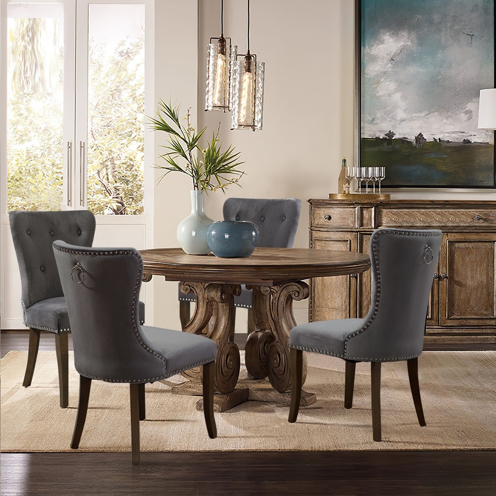 Upholstered Tufted Armless Dining Chair Set of 4