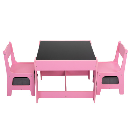 3 in 1 Kids Wood Table and 2 Chairs  Children Acti...