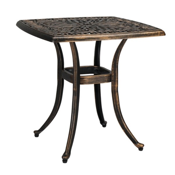 Square Garden Cast Aluminum Table Bronze Patio Side Table