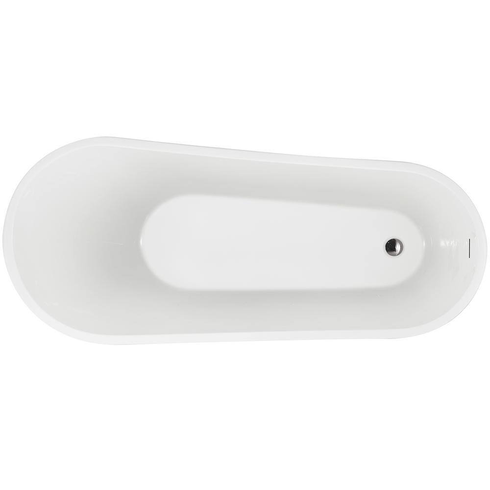 Golden Vantage Freestanding 59.1 in. Fiberglass Flatbottom Modern Stand Alone Non-Whirlpool Bathtub in Glossy White BTKW23