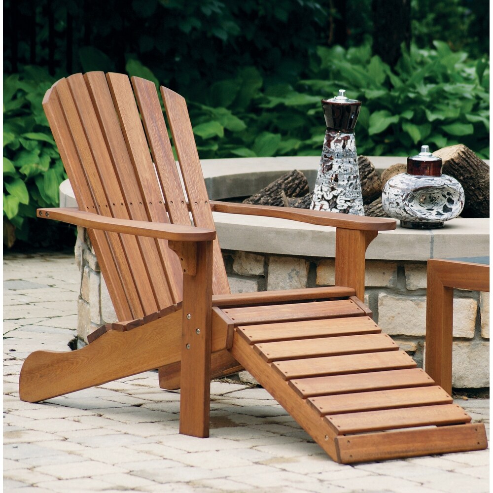 Eucalyptus Adirondack Chair with Built in Ottoman