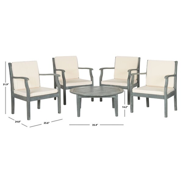 SAFAVIEH Outdoor Living Colfax Brown Acacia Wood 5piece Beige Cushion Patio Set