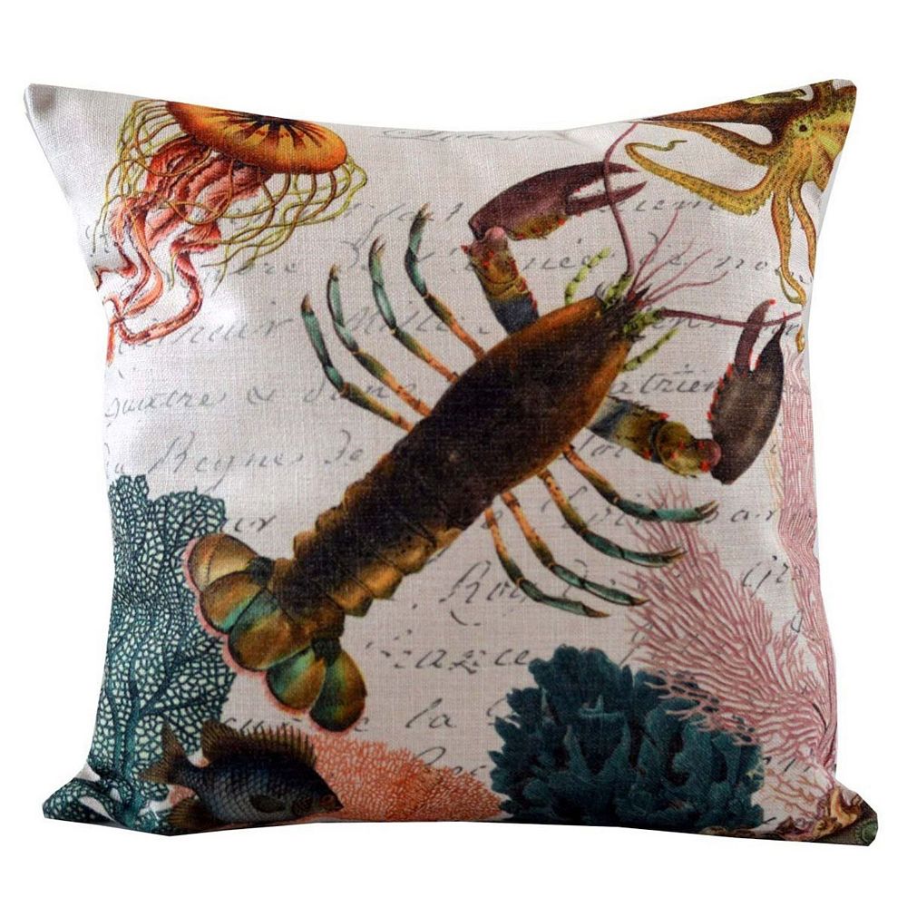 18 Black and Pink Decorative Lobster Throw Pillow Cover