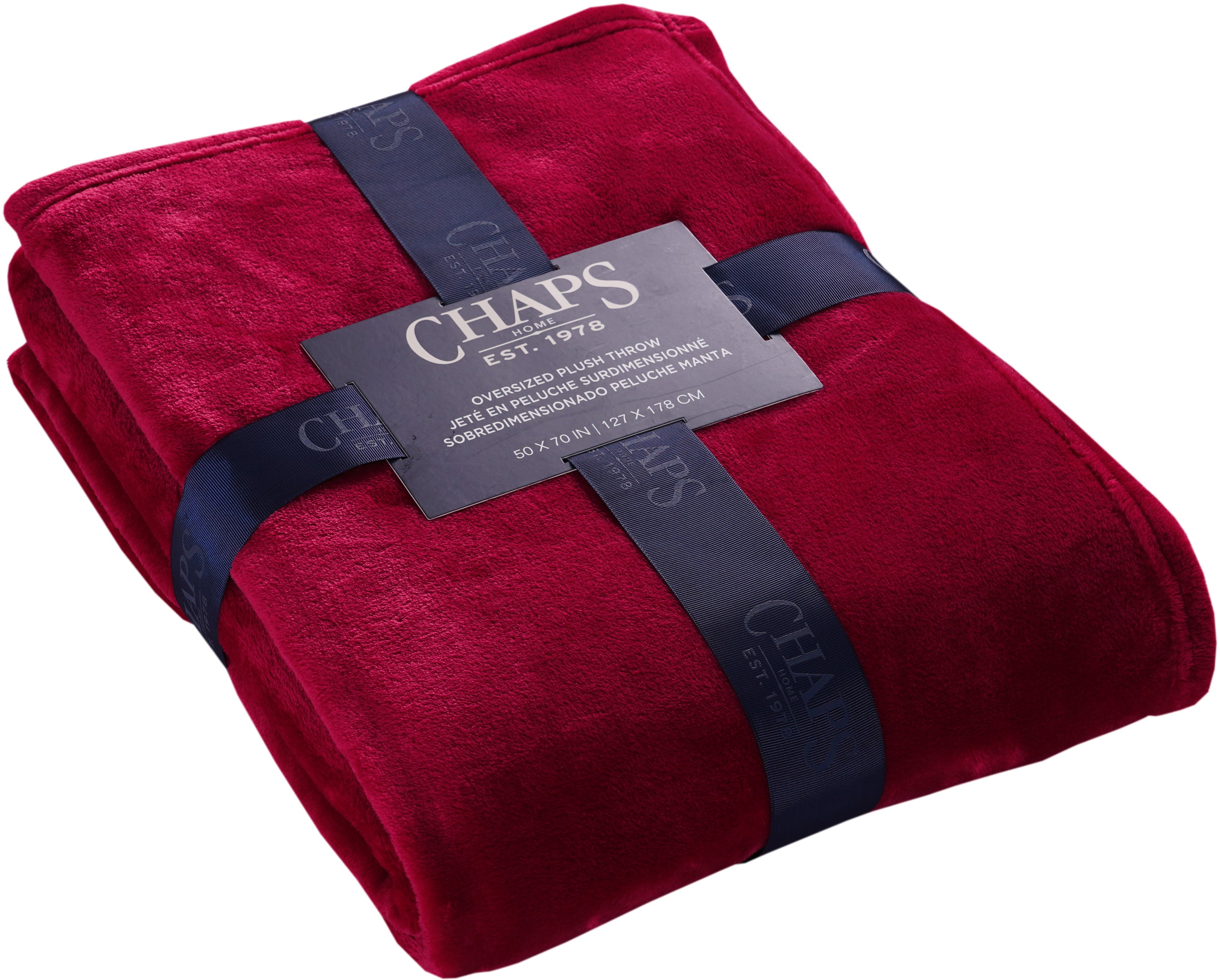 Chaps Solid Plush Throw Blanket - Fuzzy Soft Flannel - 50