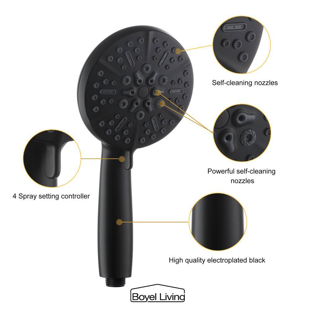 Boyel Living 5-Spray Patterns with 2.5 GPM 4.72 in. Wall Mount Dual Shower Heads in Matte Black (Valve and Handle Trim Included) SMD-88014B