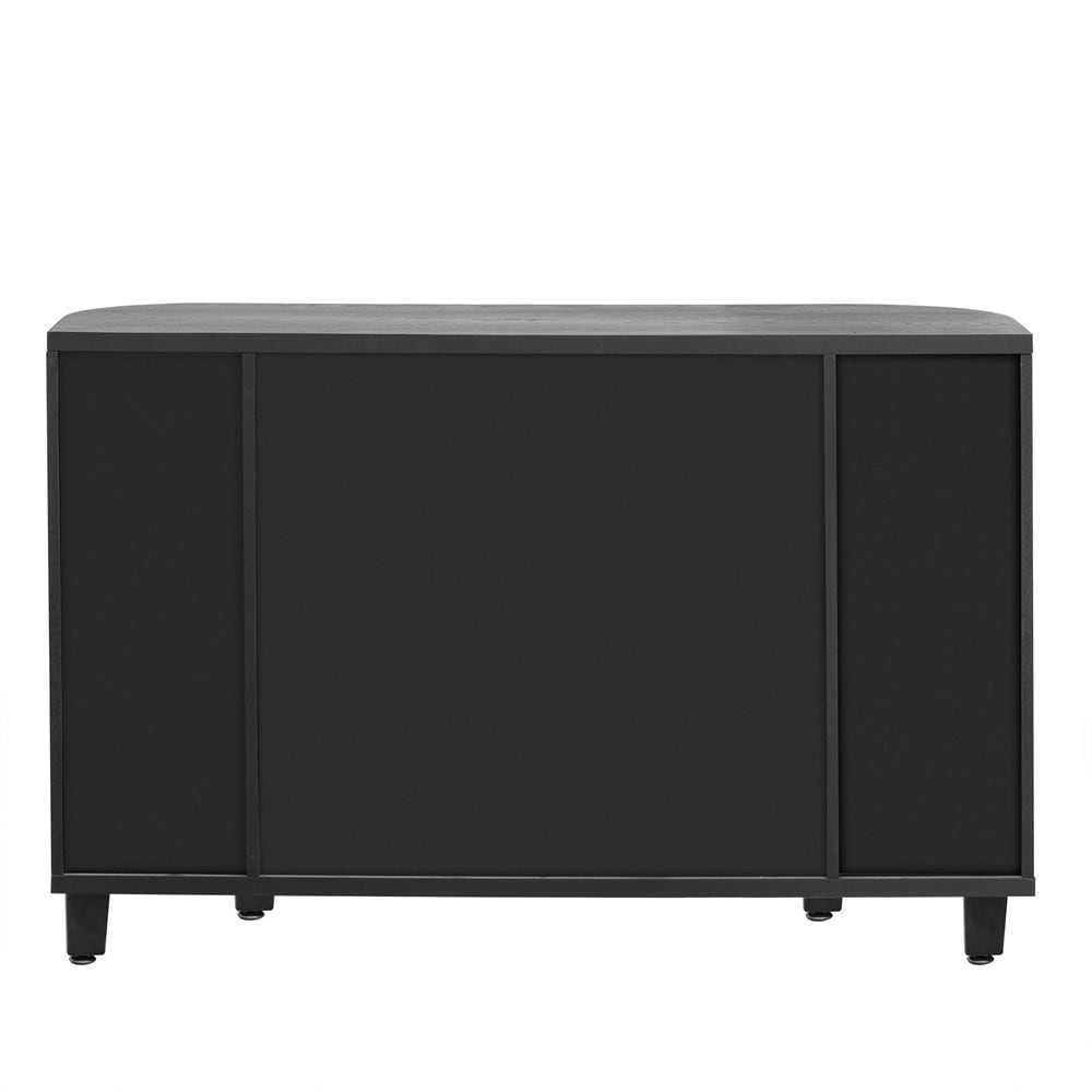 Curved Design Storage Cabinet w/ Four Doors and Adjustable Shelves