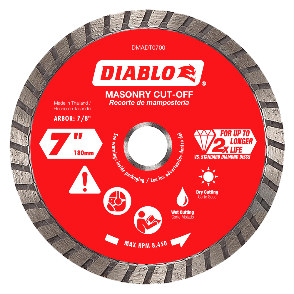 Diablo 7 Diamond Turbo Cut Off Discs Masonry ;