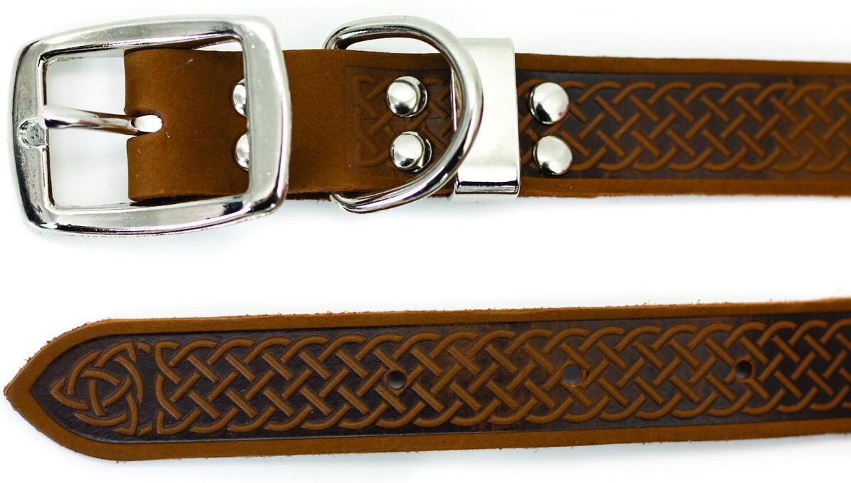 Euro-Dog Celtic Style Luxury Leather Dog Collar