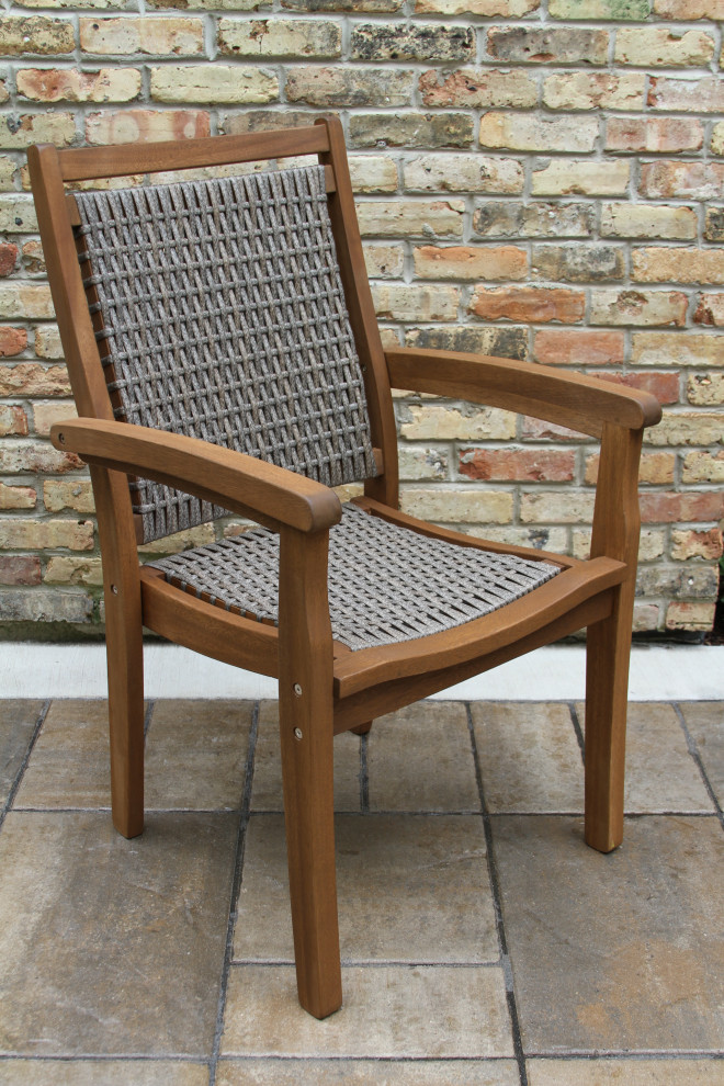 6 Piece Checkerboard Dining Set With Wicker Chairs   Tropical   Outdoor Dining Sets   by Outdoor Interiors  Houzz