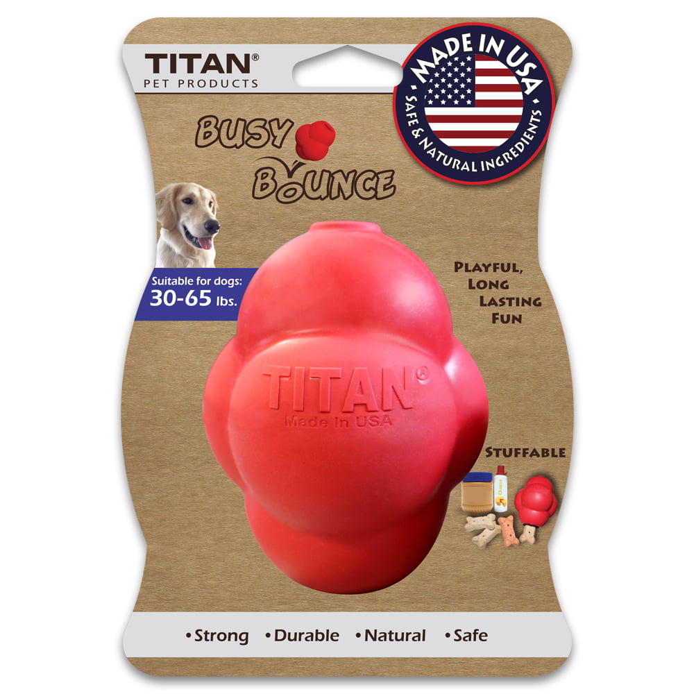 Titan Busy Bounce Durable Rubber Dog Toy， Large， Red