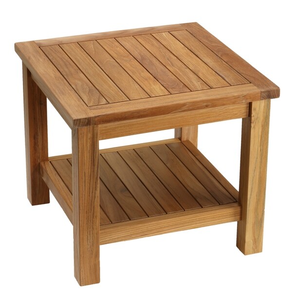 Bare Decor Turi Side Table with Shelf in Solid Teak Wood， Square 20