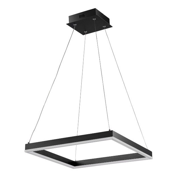 Led Nero Square Contemporary Metal Pendant Black Jonathan Y