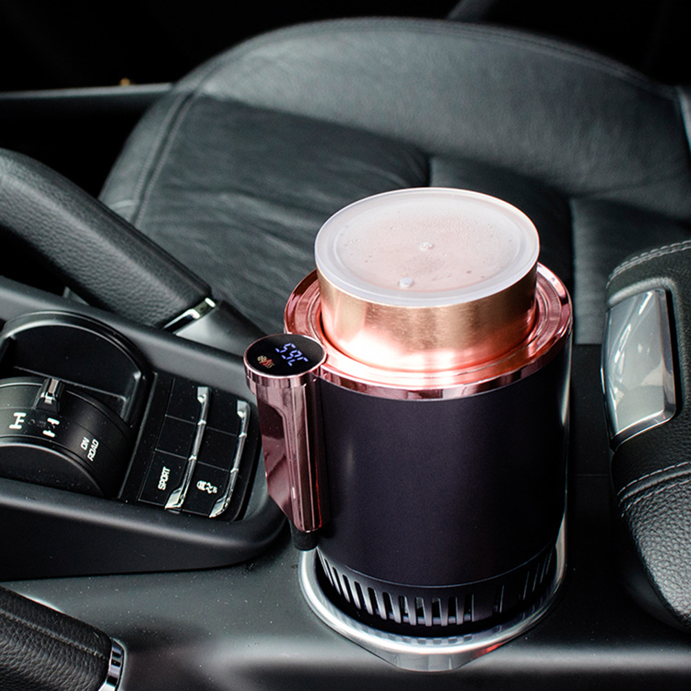 iSpchen Car Cup Warmer Cooler 12V Smart Insulation Cooling Cup Warm Milk Cup Coffee Drink Milk Heater for Road Trips Commuting Leisure Black