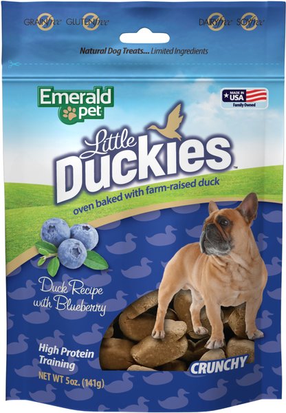 Emerald Pet Grain-Free Little Duckies with Duck and Blueberry Dog Treats