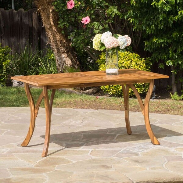 59Inch Rectangular Wood Patio Table for Outdoor Dining