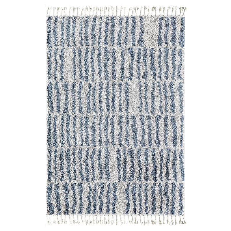 CosmoLiving Rugs America Cyprus Modern Stripe Night Odyssey Area Rug