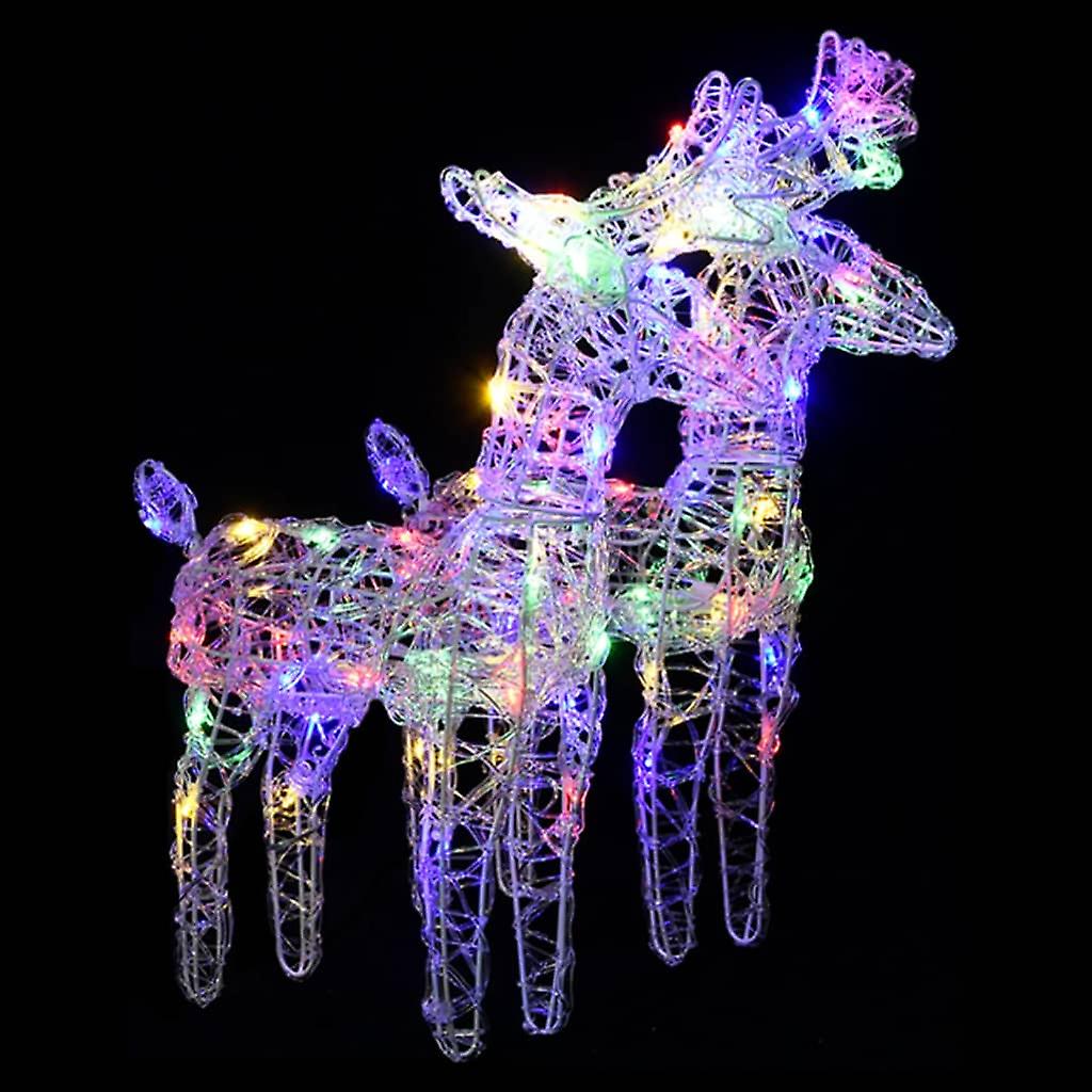 Vidaxl Christmas Reindeers 2 Pcs Multicolor 80 Leds Acrylic