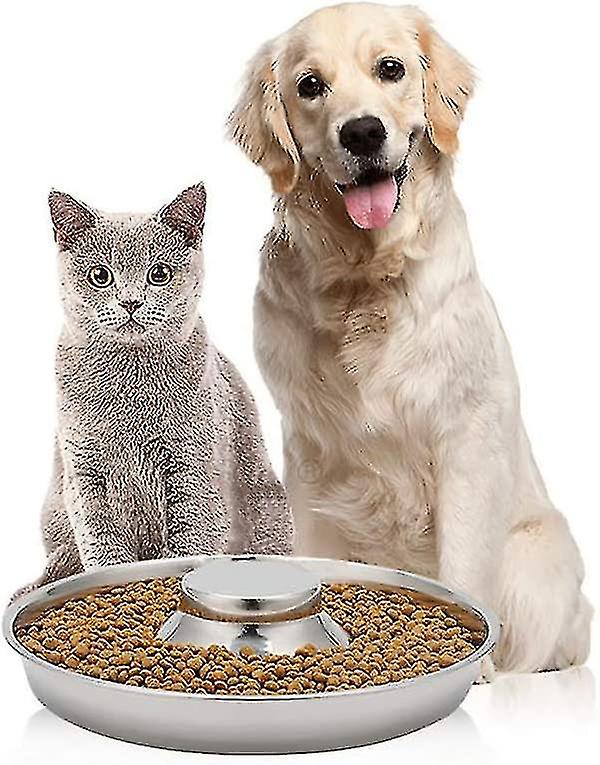 Anti Gluttonous Dog Bowl， Non-slip-stainless Steel-feeding Bowl That Promotes Healthy Eating