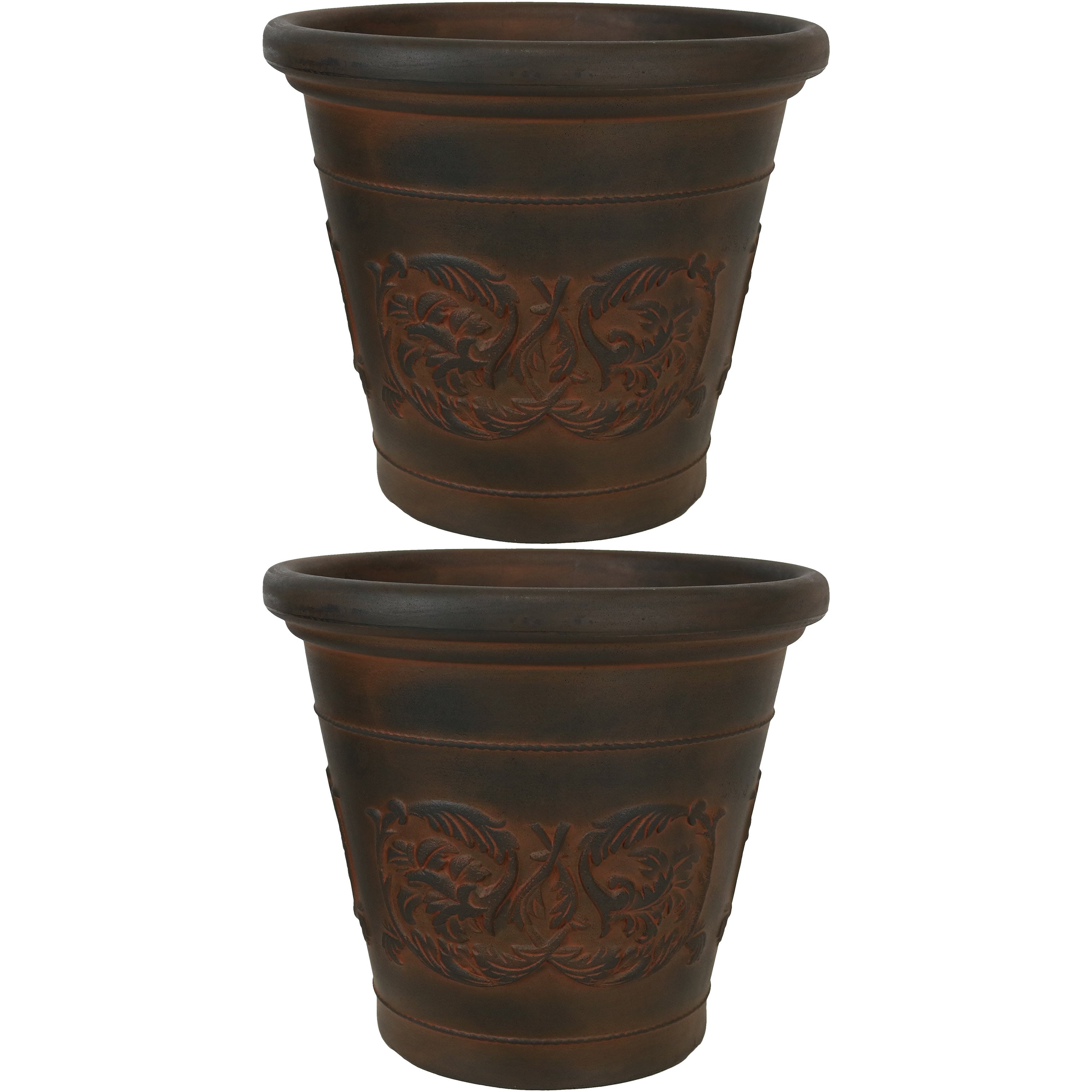 Sunnydaze Indoor/Outdoor Patio, Garden, or Porch Weather-Resistant Double-Walled Arabella Flower Pot Planter - 16