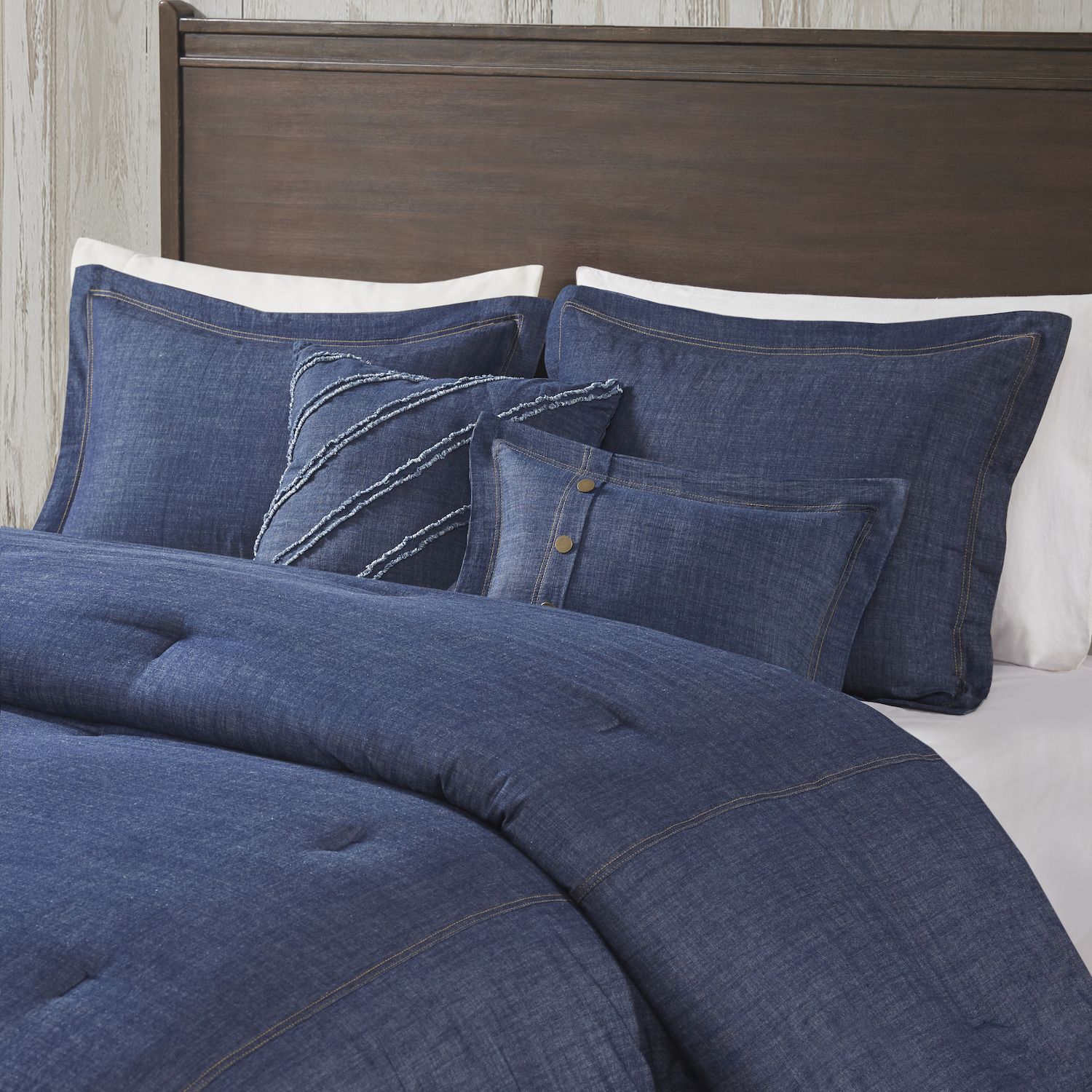 Woolrich Perry Oversized Denim Cotton Comforter Set with Throw Pillows