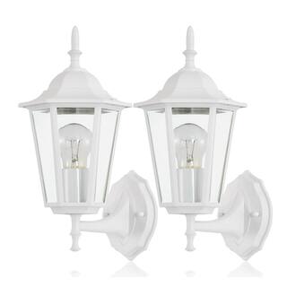 C Cattleya 1-Light White Die-Cast Aluminum Outdoor Wall Lantern Sconce (2-Pack) CA1905-2W