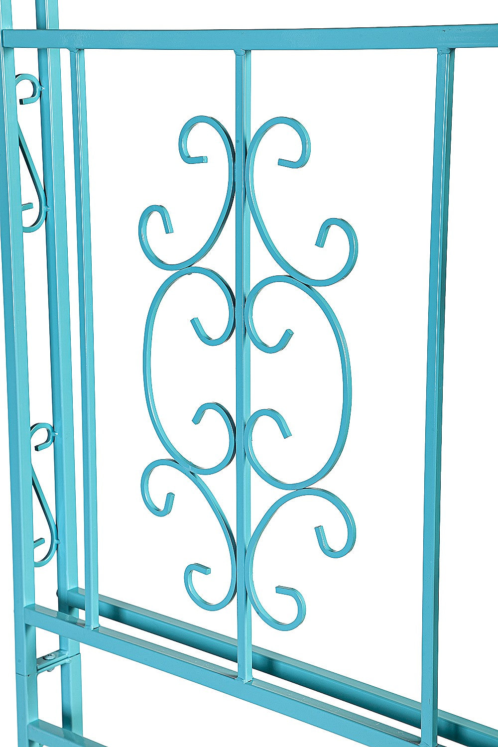 Evergreen Montebello Iron Garden Arbor, Coastal Blue- 53 x 84 x 23 Inches Fade and Weather Resistant Outdoor Decor