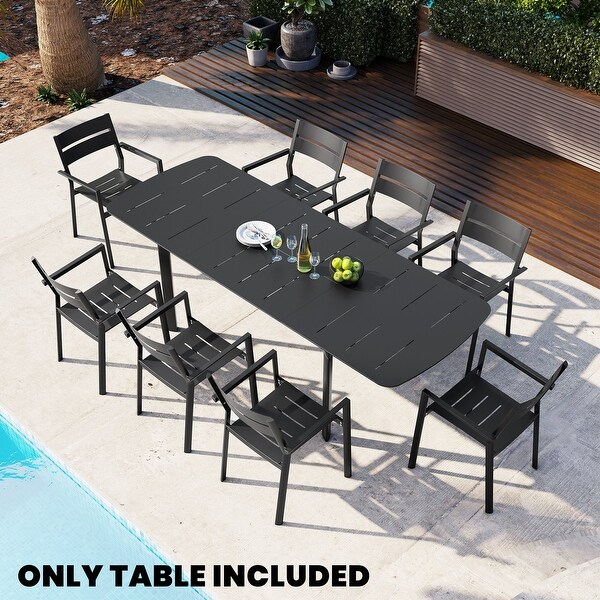 Extendable Patio Dining Table with Butterfly Leaf，Rectangular Extension Table，Expandable Outdoor Table