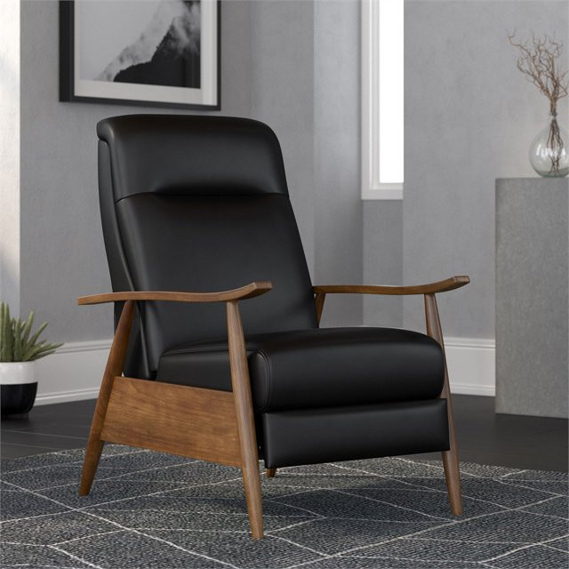 Classic Push Back Recliner Chair  Hardwood Frame With Faux Leather Seat   Traditional   Recliner Chairs   by Declusia  Houzz