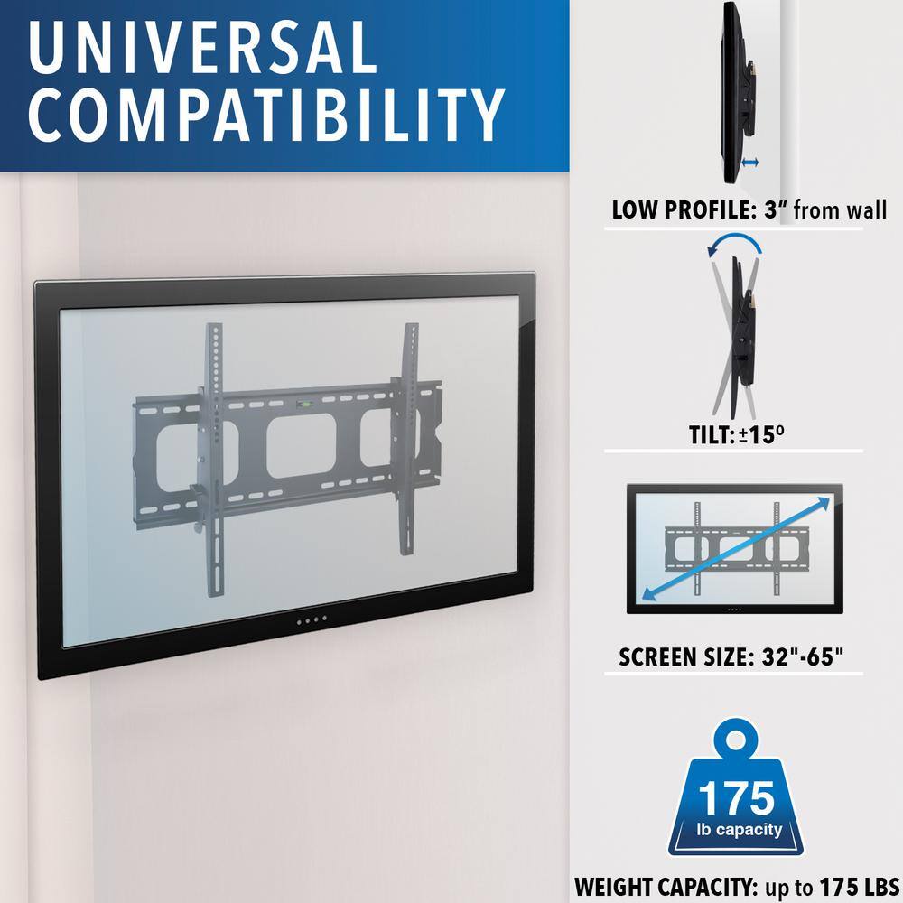 mount-it! Heavy-Duty Tilting and Locking Low Profile TV Wall Mount for Screens 32 in to 65 in. MI-303B