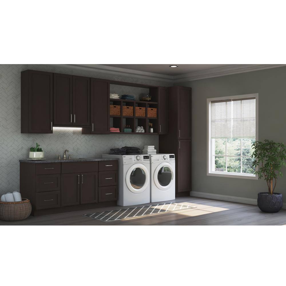 Hampton Bay Shaker Assembled 36x34.5x24 in. Blind Base Corner Kitchen Cabinet in Java KBBC45-SJM