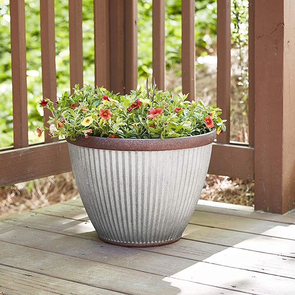 Southern Patio HDR 046868 20.5 Inch Rustic Resin Outdoor Planter Urn (3 Pack)   4.3