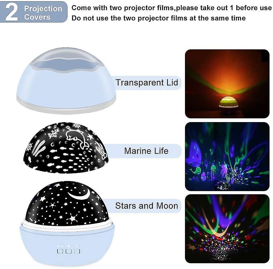 Starry Night Light Projector， Led Lamp Star Moon Projector Rotating Night Light Sleep Soother