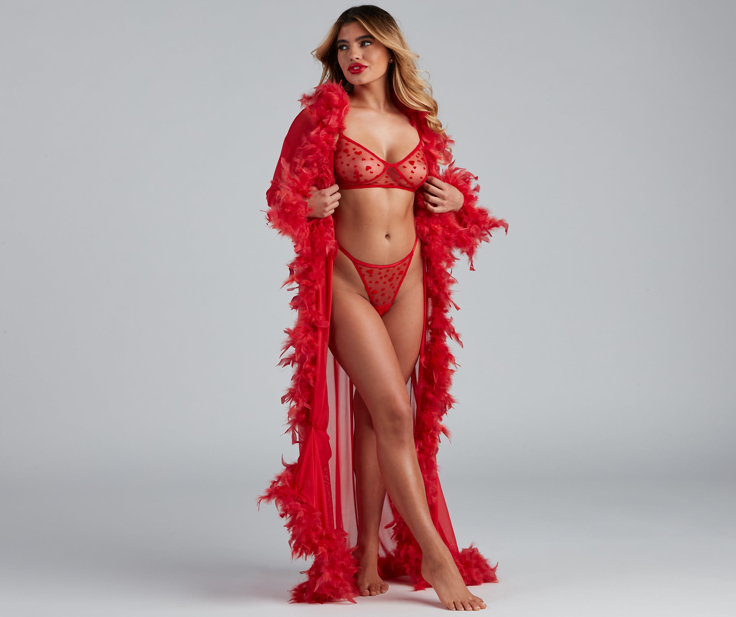 Forever Flirty Flocked Heart Lingerie Set