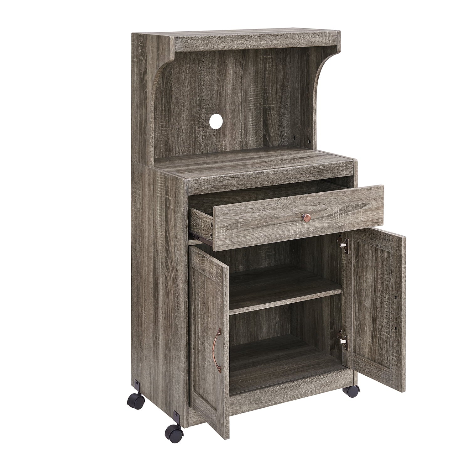 Gramercy Way Grey Microwave Cart with Double Door Cabinet