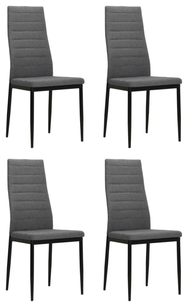 vidaXL Dining Chairs 4 Pcs Dining Side Chair with Metal Frame Light Gray Fabric   Midcentury   Dining Chairs   by vidaXL LLC  Houzz
