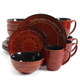 GIBSON elite Milanto 16-Piece Contemporary Red Stoneware Dinnerware Set (Service for 4) 985112057M